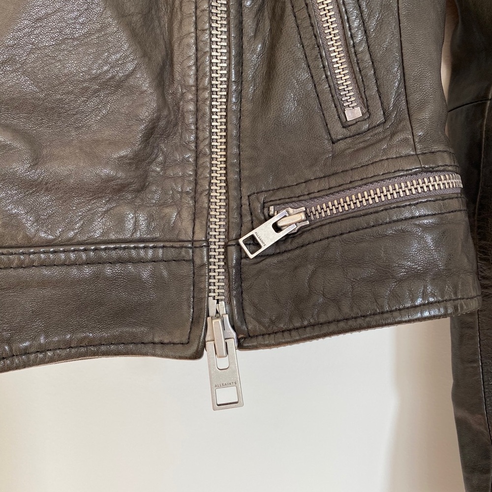 NWOT AllSaints biker leather jacket in Anthracite - Picture 4 of 6